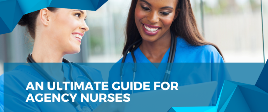 Two nurses talking to each other, smiling and looking at a clipboard