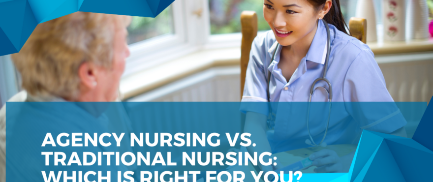 A comparison between agency nursing and traditional nursing showing flexibility and career choices.