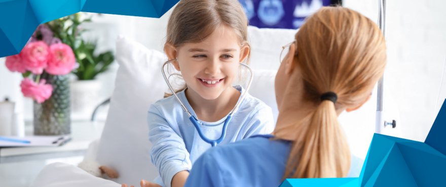 paediatric nurse with smiling child